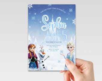 Frozen Birthday Invitation, Ice Castle Winter Party, Canva Template (Digital Download)