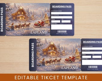 Mall för boardingkort i Lappland | Redigerbar julklapp (PDF, PNG)