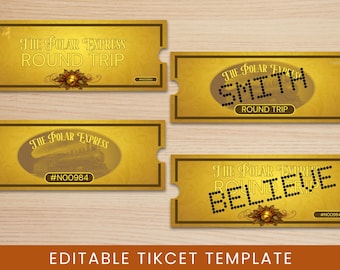 Polar Express-biljettmall | Redigerbart julkort (PDF, PNG)