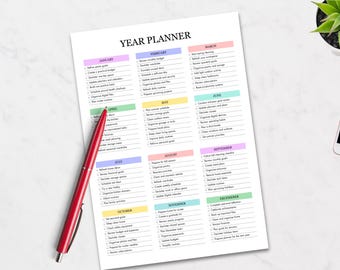 Redigerbar minimalistisk årsplaneringsmall (odaterad kalender)