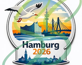 Hamburg 2026 International Convention Emaille Kunstwerk | Digitaler Download | JW Geschenk | erweiterte kommerzielle Lizenz