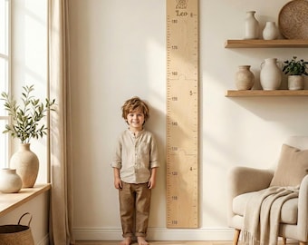 Tabla de crecimiento de madera personalizada para niños: rastreador de altura artesanal para guardería