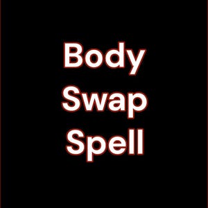 May include: A black background with the words "Body Swap Spell" in white letters with a red outline. Vertical red lines frame the text on the left and right sides of the image.