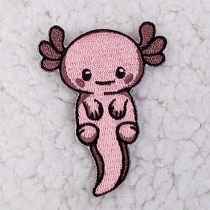 Axolotl Embroidered Hat/Pocket Patch, Trucker Hat Patch, Ready to Press Iron On Patch For Hats, Bags, Apparel
