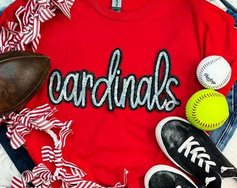 Cardinals Sequin Patch, Iron On Patch Glitter Applique, Diy Patch Sequin Applique, Glitter Embroidery For Apparel, Bags, and Hats