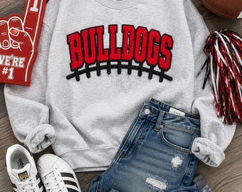 Bulldogs Red & Black Chenille Football Patch