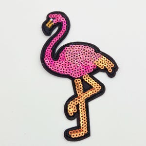 Flamingo Sequin Hat/Pocket Patch, Iron On Patch Glitter Applique, Diy Patch Sequin Applique, Glitter Embroidery For Hats