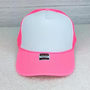 Neon Pink & White Foam Trucker Hat