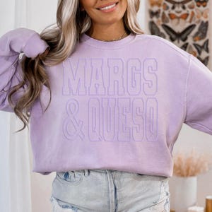 Margs & Queso Lavendar Puff Screen Print Transfer, High Heat Screen Printing, Iron On Transfer, Ready to Press Trendy Patch