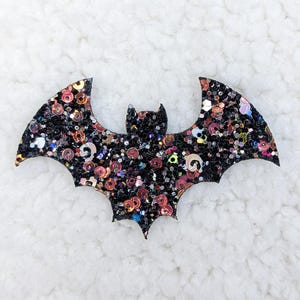 Bat Hat Glitter & Sequin Hat/Pocket Patch, Iron On Patch Glitter Applique, Diy Patch Sequin Applique, Glitter Embroidery For Hats