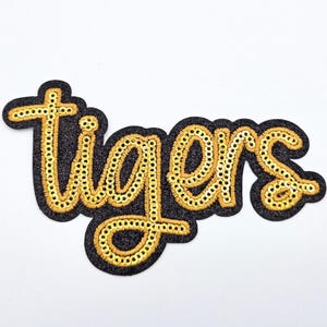 Tigers Gold Sequin Hat/Pocket Patch, Iron On Patch Glitter Applique, Diy Patch Sequin Applique, Glitter Embroidery For Hats