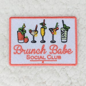 Brunch Babe Social Club Embroidered Hat/Pocket Patch, Trucker Hat Patch, Ready to Press Iron On Patch For Hats