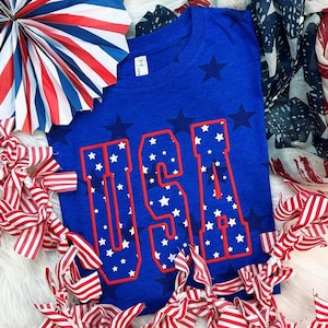 USA Stars Puff Youth Screen Print Transfer, High Heat Screen Printing, Iron On Transfer, Ready to Press Trendy Patch