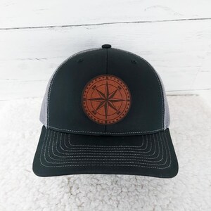 Compass Rose Leather Hat Patch, Laser Engraved Faux Leather Patch, Genuine Leather For Hats, Bag, and Apparel