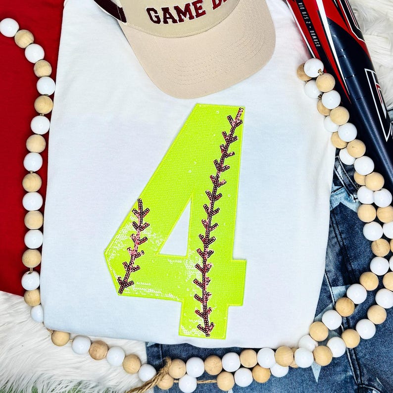 Softball Number Sequin Patch 4