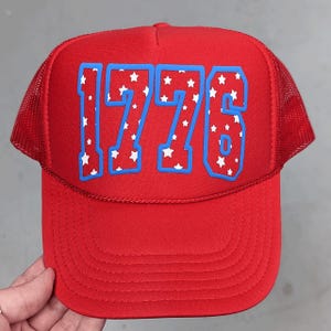 1776 Blue Puff Hat/Pocket Screen Print Transfer, High Heat Screen Printing, Iron On Transfer, Ready to Press Trendy Patch