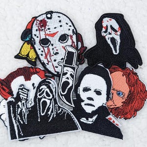 Bundle Horror Characters Embroidered Hat/Pocket Patch, Trucker Hat Patch, Ready to Press Iron On Patch For Hats