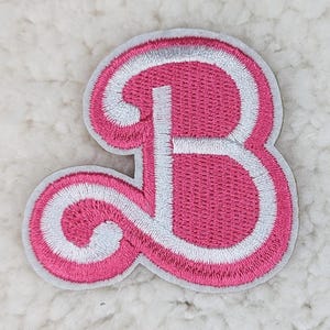 Barbie "B" Embroidered Hat/Pocket Patch, Trucker Hat Patch, Ready to Press Iron On Patch For Hats, Bags, Apparel