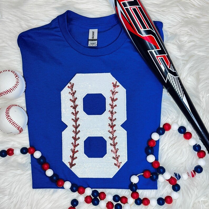 Baseball Number Sequin Patch