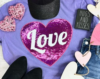 Large HOT PINK LOVE Sequin Patch