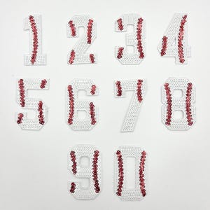 Baseball Numbers Sequin Hat/Pocket Patch, Iron On Patch Glitter Applique, Diy Patch Sequin Applique, Glitter Embroidery For Hats