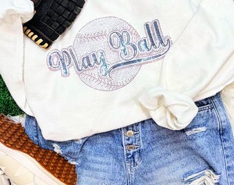Play Ball Rhinestone & Spangle Heat Transfer