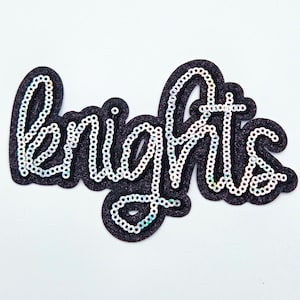 Knights Sequin & Black Glitter Mascot Hat Patch, Iron On Patch Glitter Applique, Diy Patch Sequin Applique, Glitter Embroidery For Hats