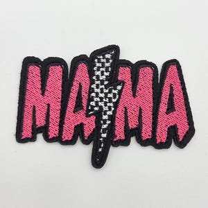 MAMA Checkered Lightning Bolt Embroidered HAT/POCKET Patch