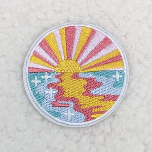 Sunset Embroidered Hat/Pocket Patch, Trucker Hat Patch, Ready to Press Iron On Patch For Hats, Bags, Apparel