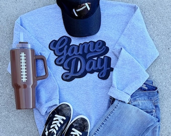 Navy Sequins Game Day Patch, Glitter Iron-On Applique for Bags Apparel