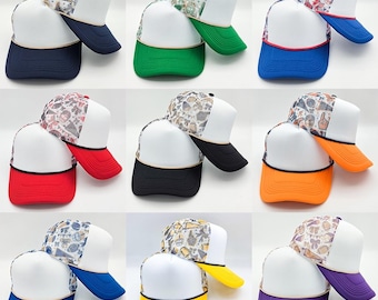 Football Medley Team Colors Foam Trucker Hat, Blank Trucker Hat for Patches, Adjustable Foam Cap, Boutique Hat