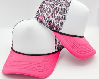 Neon Pink Leopard Foam Trucker Hat