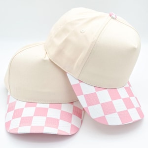 Cotton Pink Checkered Blank Hats