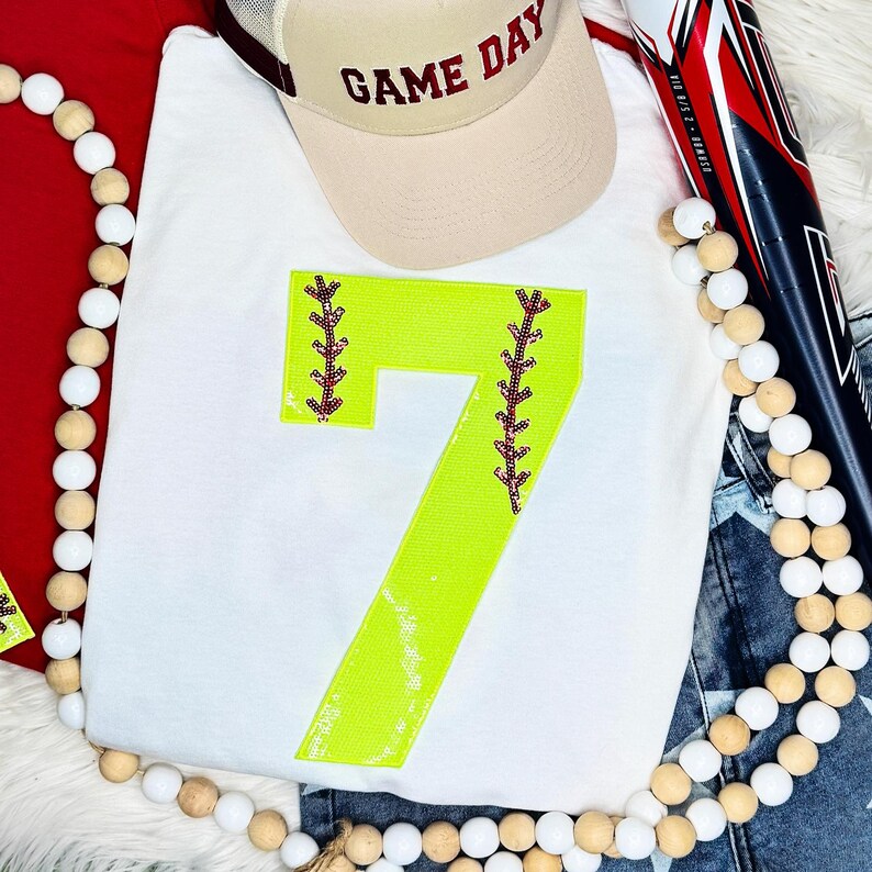 Softball Number Sequin Patch 7