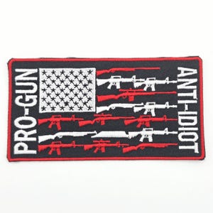 Pro Gun Embroidered Hat Patch, Second Amendment Patriotic Iron On Patch, American Flag Gun Patch for Trucker Hats, 2A Gift for Him 4.5x2.5