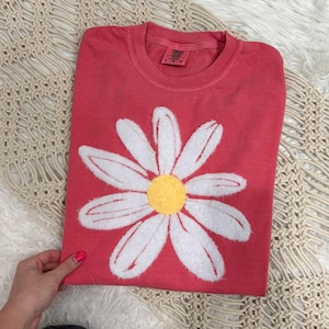 Daisy Fluffy Patch, Iron On Chenille Flower Patch, Boho Floral Shirt Patch for Spring Apparel