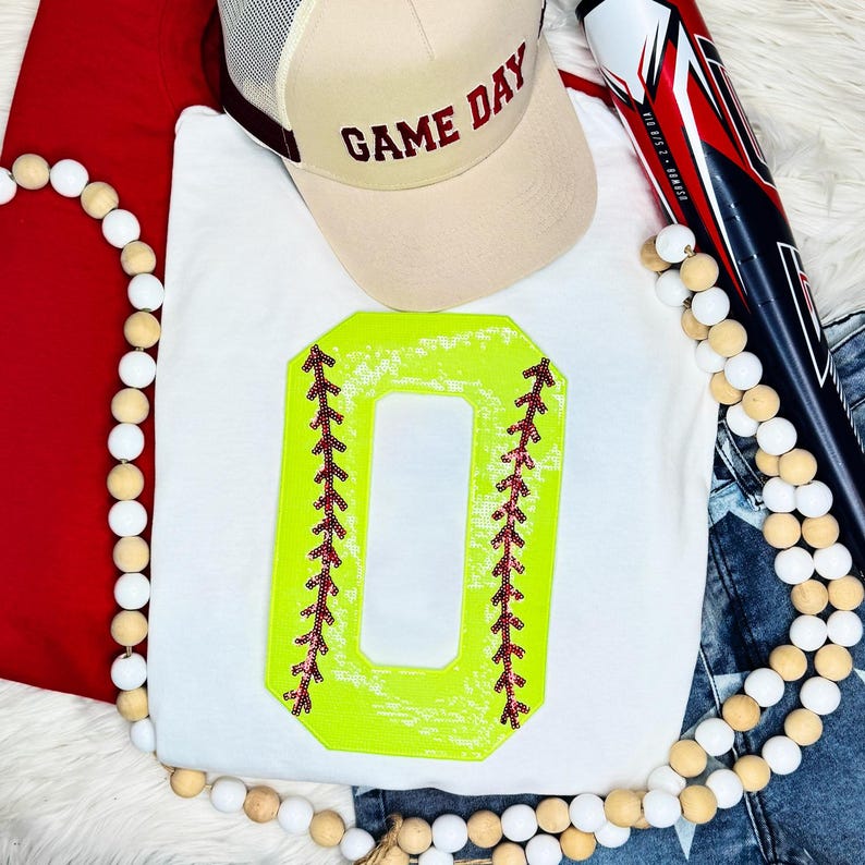 Softball Number Sequin Patch 0