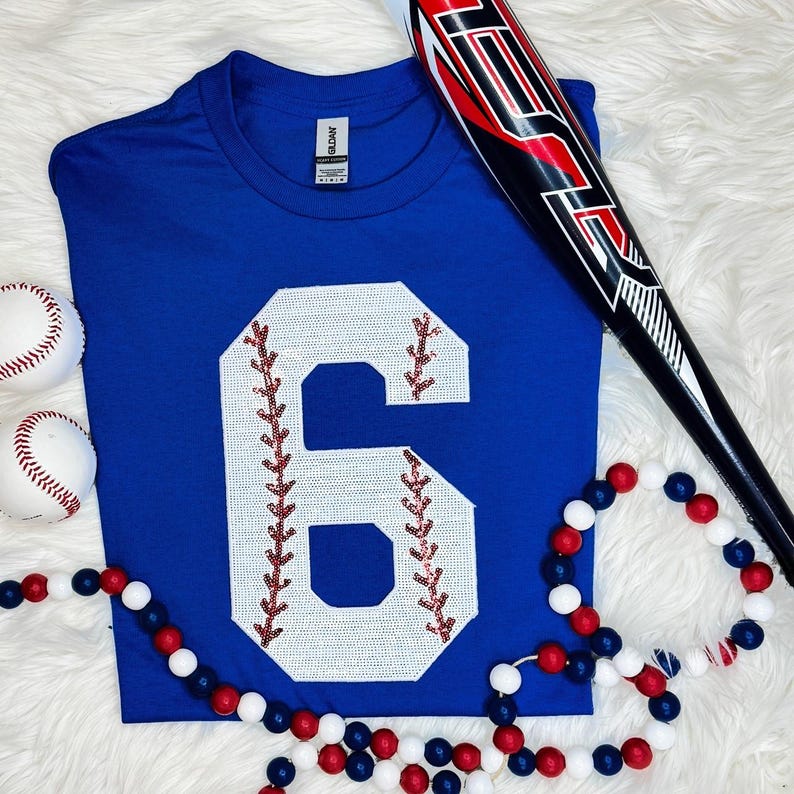 Baseball Number Sequin Patch