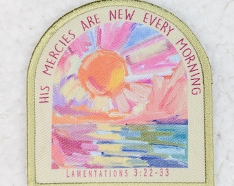 His Mercies Are New Every Morning Embroidered Hat/Pocket Patch, Trucker Hat Patch, Ready to Press Iron On Patch For Hats