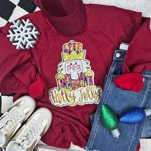 Nutcracker Chenille & Sequin Patch, Iron On Patch Glitter Applique, Diy Patch Sequin Applique, Glitter Embroidery For Apparel