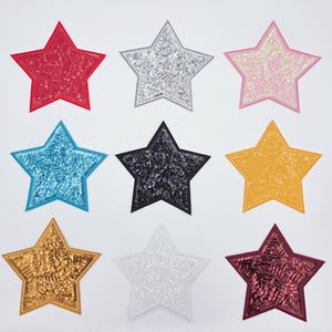Oversized Star Sequin Hat/Pocket Patch, Iron On Patch Glitter Applique, Diy Patch Sequin Applique, Glitter Embroidery For Hats