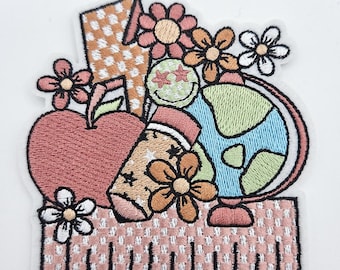 Teacher Mash Up Embroidered Hat/Pocket Patch, Trucker Hat Patch, Ready to Press Iron On Patch For Hats