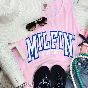 Milfin' Ain't Easy Blue Puff Screen Print Transfer, High Heat Screen Printing, Iron On Transfer, Ready to Press Trendy Patch