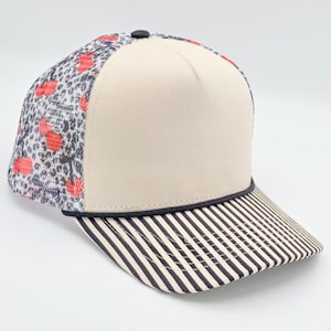 Cherry Seersucker Blank Hat, Seersucker Baseball Cap, Adjustable Seersucker Hat, Boutique Hat for Patches
