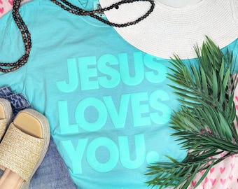 Jesus Loves You Mint PUFF Transfer