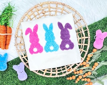Triple Easter Bunny Fluffy Chenille Patch