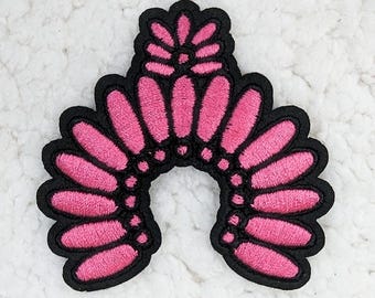 Pink Squash Blossom Embroidered Hat/Pocket Patch