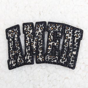Amen Leopard Glitter Embroidered Hat/Pocket Patch, Trucker Hat Patch, Ready to Press Iron On Patch For Hats, Bags, Apparel