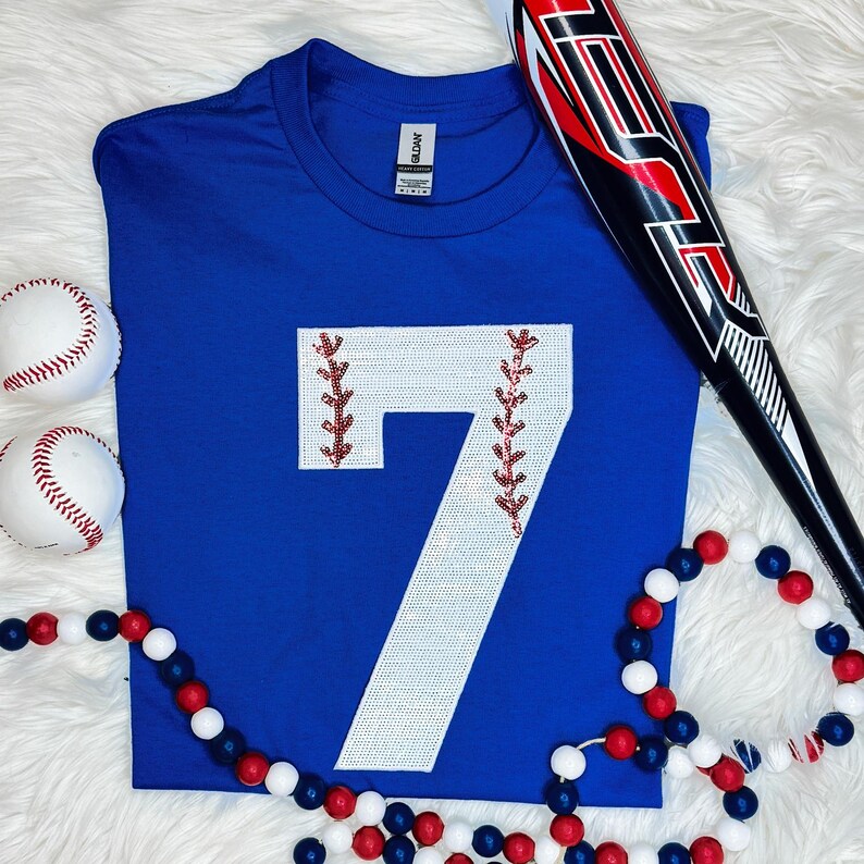 Baseball Number Sequin Patch 7