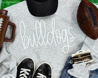 Bulldogs White Puff Screen Print Transfer, High Heat Screen Printing, Iron On Transfer, Ready to Press Trendy Patch